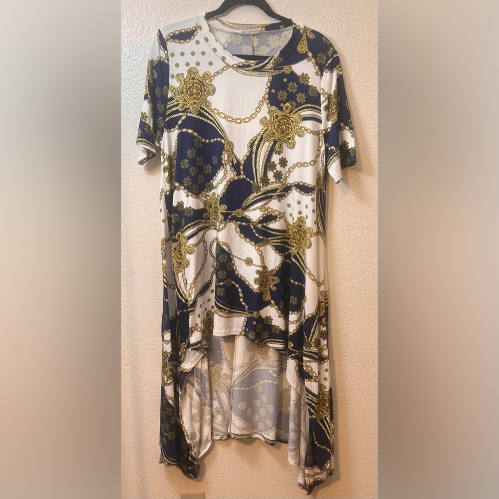 NWOT Myesper Apparel White Chain Print High Low Tunic White size 3X